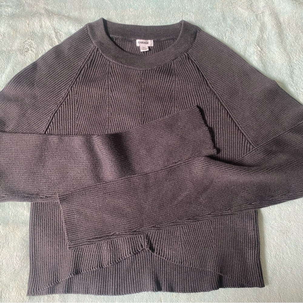 Garage Charcoal Ribbed Knit Top